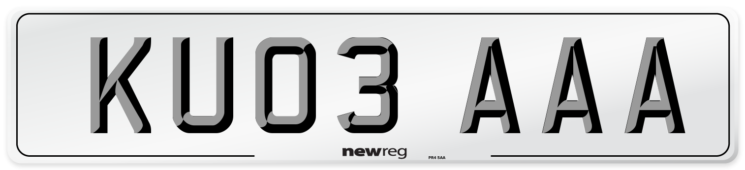 KU03 AAA Number Plate from New Reg